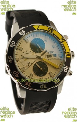 IWC Aquatimer Chronograph Japanese Replica PVD Watch in Black/Yellow Bezel