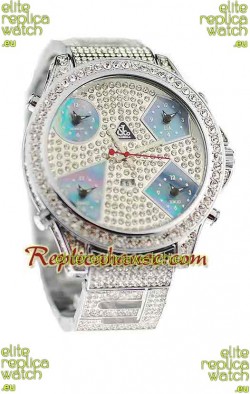 Jacob & Co Diamond Japanese Replica Watch in Light Blue Sub Dial