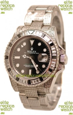 Rolex GMT Masters II 2011 Edition Swiss Replica Watch with Diamonds Casing and Bezel