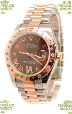 Rolex DateJust Mid-Sized Swiss Replica Rose Gold Watch