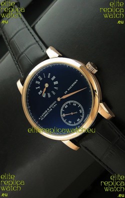 A. Lange & Sohne Cortes de Geneve Decorative Bridges Classic Replica Rose Gold Watch in Black Dial