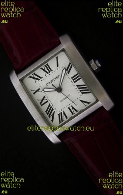 Cartier Tank 100 Japanese Replica Watch in Brown Strap