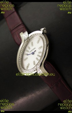 Delices De Cartier Ladies Replica Japanese Watch in Brown Leather Strap
