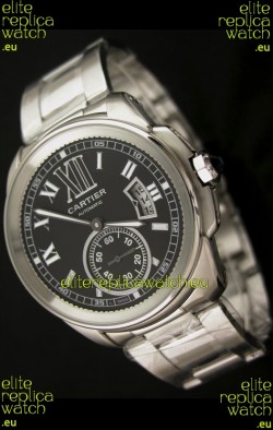 Calibre De Cartier Japanese Automatic Replica Watch in Black Dial