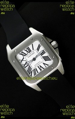 Cartier Santos 100 Swiss Replica Watch Titanium Bezel
