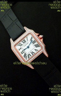 Cartier Santos Dumont Japanese Replica Watch in Pink Gold Casing