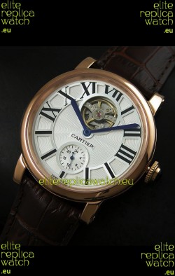 Ballon De Cartier Flying Tourbillon Japanese Replica Watch - Pink Gold Case