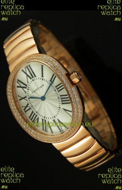 Cartier Baignoire Japanese Replica Watch in Yellow Gold/Diamonds Bezel