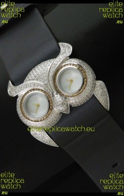 Chopard Animal World Ladies Owl Black Full Diamond Watch