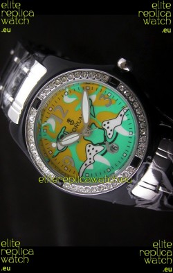 Corum Imitation Ceramics Japanese Replica Watch in Light Green & Yellow Dial