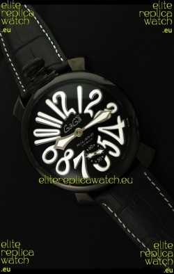 Gaga Milano Italy Japanese Replica PVD Watch in White Markers