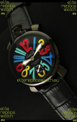 Gaga Milano Italy Japanese Replica PVD Watch in Multi Colour Arabic Markers