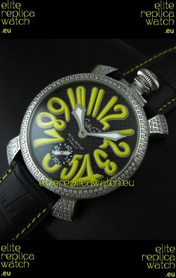 Gaga Milano Italy Manuale Replica Japanese Watch in Yellow Markers