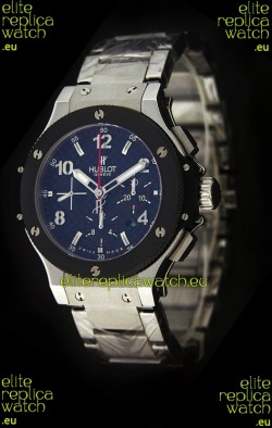 Hublot Big Bang Swiss Replica Watch in Steel Strap Ceramic Bezel