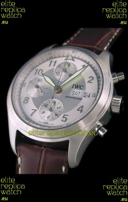 IWC Der Flieger Chronograph Swiss Replica Watch in Silver White Dial