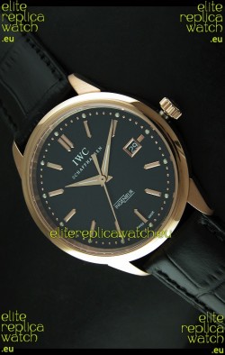 IWC Schaffhausen Ingenuier Vintage Swiss Replica Automatic Rose Gold Watch in Black Dial