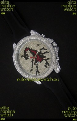 Five Time Zones J&C Clone Watch in Full Diamonds