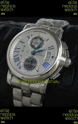 Mont Blanc Meisterstuck Star GMT Swiss Watch in White Dial