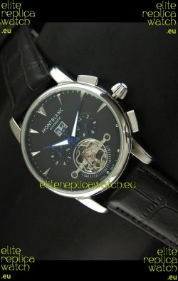 Mont Blanc Flying Tourbillon Japanese Replica Watch in Black Dial