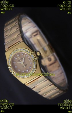 Omega Full Gold Diamonds Constellation Japanese Watch