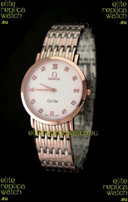 Omega DeVelie Japanese Replica Rose Gold Watch 