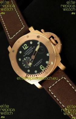 Panerai Luminor Submersible 1000M Japanese Automatic Rose Gold Watch in Black Dial