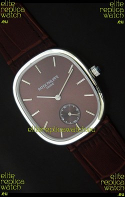Patek Philippe Mens Golden Elipse Japanese Watch in Brown Dial