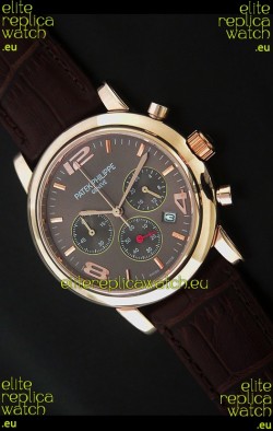 Patek Philippe Perpetual Calender Japanese Steel Watch in Brown Dial