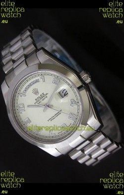 Rolex Day Date Japanese Replica Steel Watch in Arabic Markers