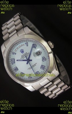 Rolex Day Date Japanese Replica Steel Watch in White Dial