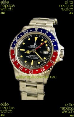 Rolex GMT Master Swiss Replica Steel Watch in Black Dial
