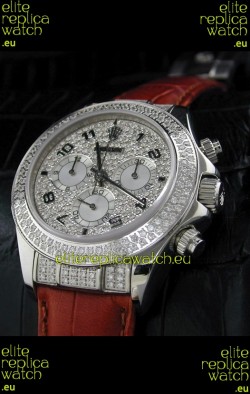 Rolex Daytona Swiss Replica Watch in Full Diamond Bezel