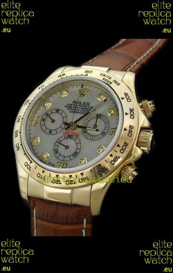 Rolex Daytona Cosmograph Swiss Replica Gold Watch in Mother of Pearl Dial