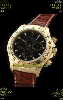 Rolex Daytona Cosmograph Swiss Replica Gold Watch in Black Dial