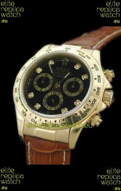 Rolex Daytona Cosmograph Swiss Replica Gold Watch in Diamond Hour Markers