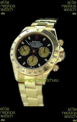 Rolex Daytona Cosmograph Swiss Replica Gold Watch in Black Dial