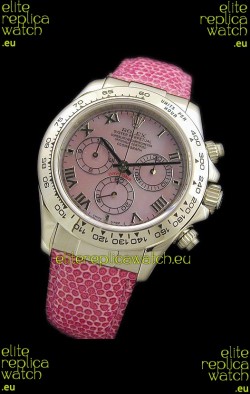 Rolex Daytona Cosmograph Swiss Replica Steel Watch in Pink Pearl Dial