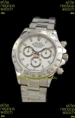 Rolex Daytona Cosmograph Swiss Replica Steel Watch in White Dial