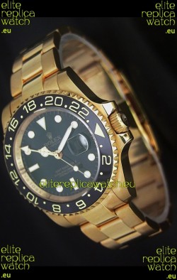 Rolex GMT Master II Swiss Replica Gold Watch in Black Dial