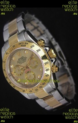Rolex Daytona Japanese Replica Two Tone Gold Watch in Golden Dial