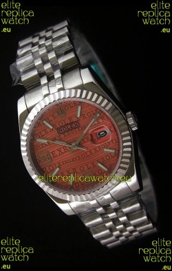 Rolex Datejust Mens Japanese Replica Watch in Orange Dial