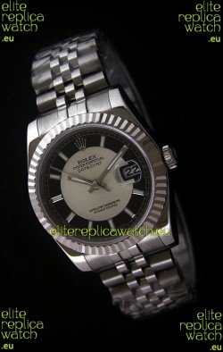 Rolex Datejust Mens Japanese Replica Watch in Black & White Dial