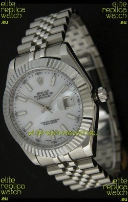 Rolex DateJust Japanese Replica Watch in Mop White Dial