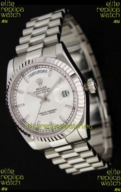 Rolex Day Date Just Japanese Replica Silver White Watch 