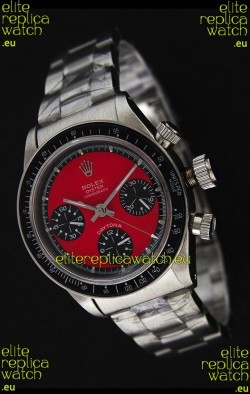 Rolex Daytona Cosmograph Swiss Replica Stainless Steel Watch in Red Dial