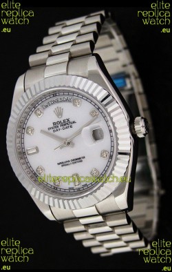 Rolex Oyster Perpetual Day Date Japanese Replica Watch in White Mother of Pearl Dial