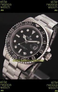 Rolex GMT Master II Swiss Replica Steel Watch in Black Dial