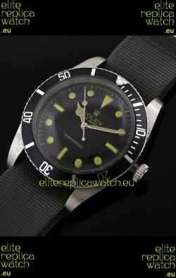 Rolex Submariner Swiss Replica Watch in Domed Crystal Grey Nylon Strap