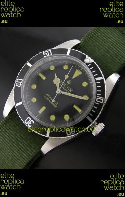 Rolex Submariner Swiss Replica Watch in Domed Crystal Green Nylon Strap