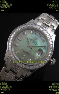 Rolex Oyster Perpetual Day Date Japanese Replica Watch in Green Mother of Pearl Dial 